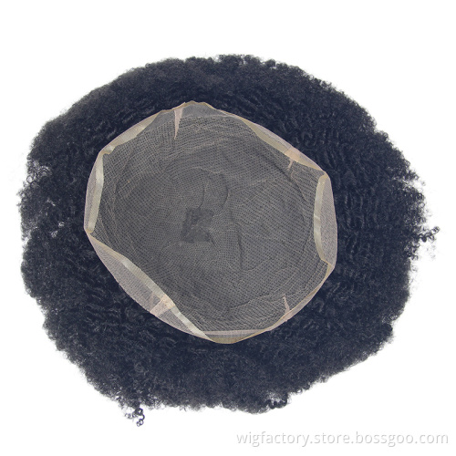 Afro curly mens toupee, popular hair toupee for men,pu toupee full Swiss lace human hair toupees afro curl for black men